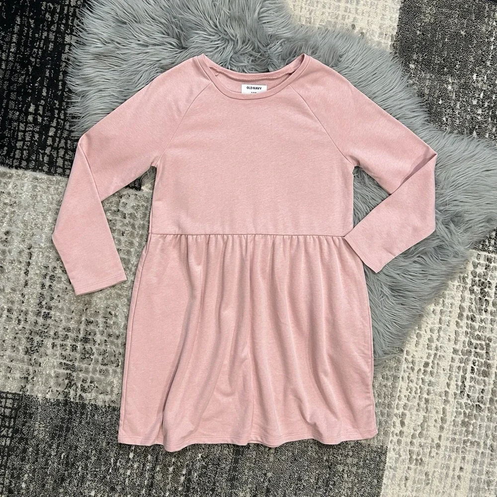 Old Navy Round Neck Raglan Sleeve Skater Dress Girls Pink Odobe XL‎ 14-16 NWT